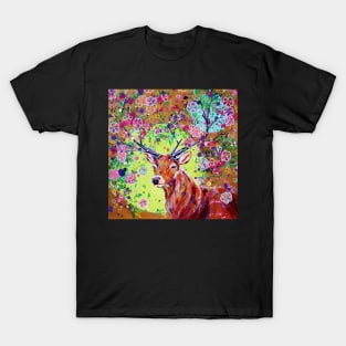 Spring Herald - Fantasy Stag Painting T-Shirt